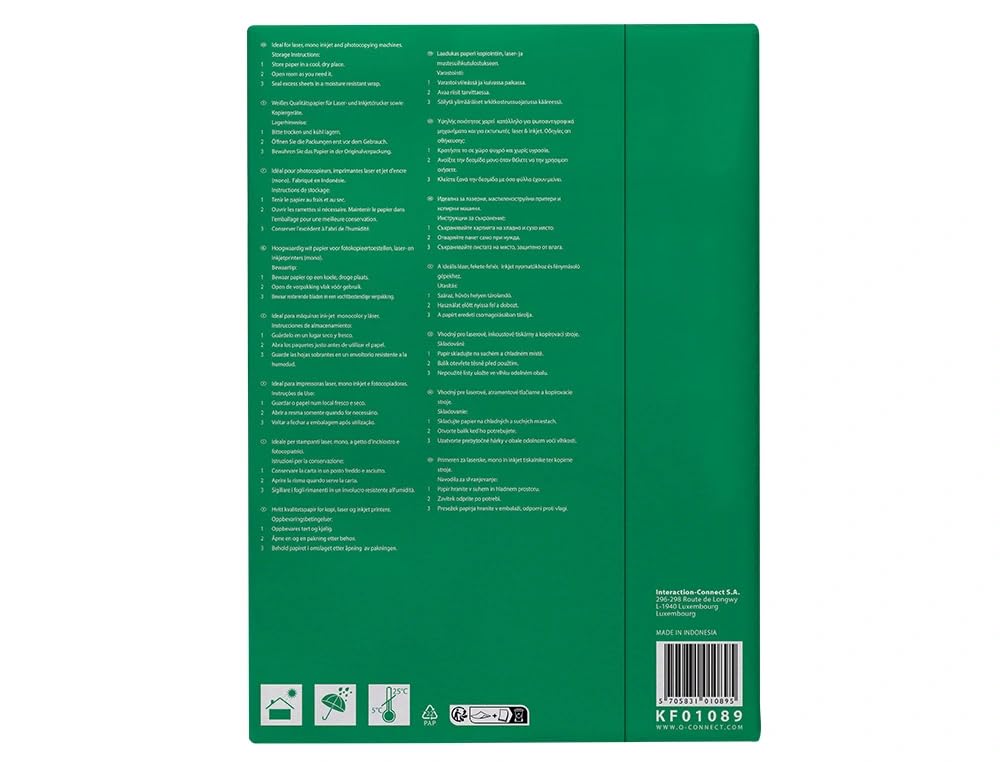 Papel Fotocopiadora Q-connect Din A3 80gr. 3 Paquetes de 500 hojas (1500 Hojas)