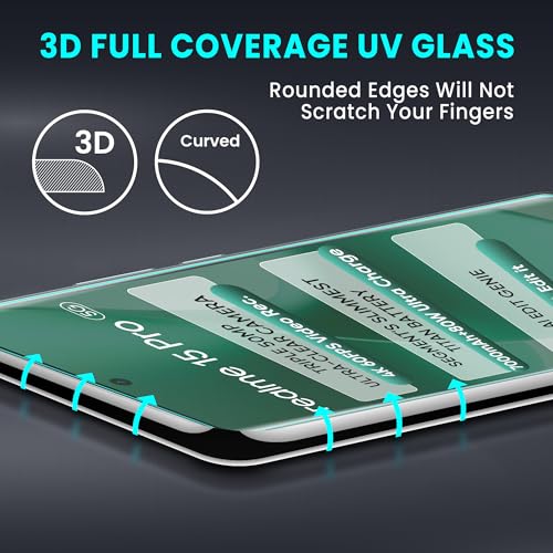 Image of ArmourPro Military Grade UV Tempered Glass Compatible For Realme 15 Pro and Realme 15 5G (6.8 Inch) With Easy UV Installation Kit | Edge To Edge Full Screen Coverage | Crystal Clear, Pack of 2