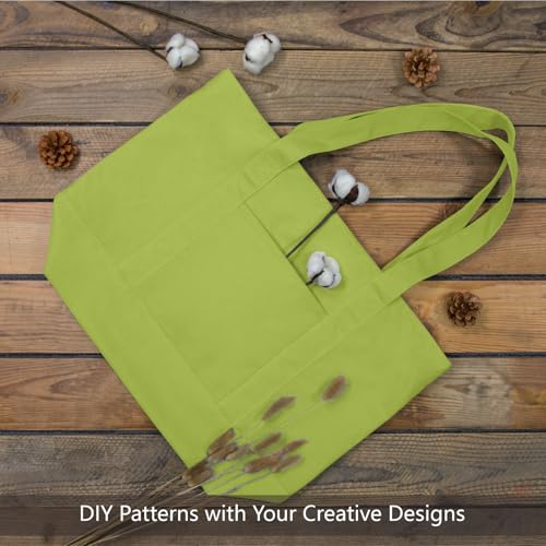 Image of TOPDesign 1-Pack Canvas Tote Bag with an External Pocket, Reusable Grocery Shopping Bag, Top Zipper Closure, Daily Essentials (Light Green)