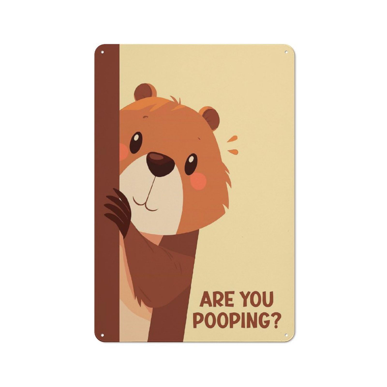 Junmoney Beaver Peeking Are You Pooping For Home Office Or Studio, Retro Metal Wall Sign 30X20cm, For Vintage Wall Decor Fans, For Metal Sign Collectors