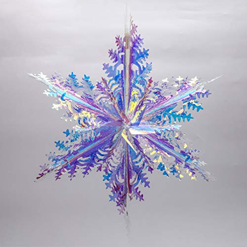 Image of Iridescent Snowflake Ornament Hanging Decoration, Foil Ceiling Decorative Hanging Ornaments for Christmas Bridal Shower Wedding Birthday Frozen Theme Party Fairy Princess Rainbow Show Decoration