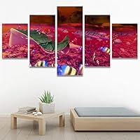 SIGNWIN 5 Panel Canvas Wall Art Modern Art Dramatic Fish Jellyfish Marine Life Multicolor Nautical Photography for Home Decorations Ready to Hang - 60
