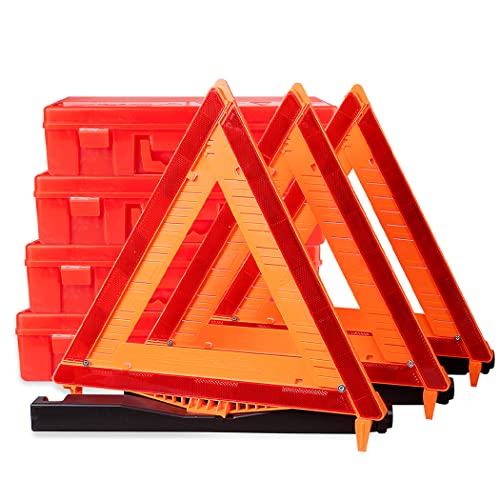 CARTMAN 12 Pack Warning Triangle DOT Approved, Identical to United States FMVSS 571.125, Reflective Warning Road Safety Triangle Kit