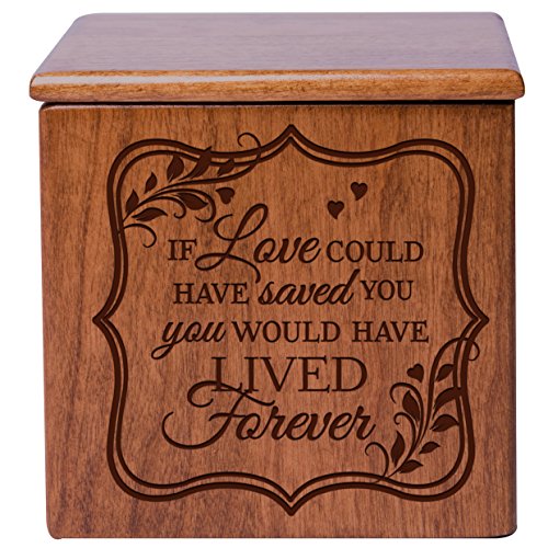 Cremation Urns for Human Ashes - Small Funeral Urn Keepsake Box for Pets - Memorial Gift for Home or Columbarium If Love Could Have Saved You Would Have Lived- Holds Small Portion of Ashes (Cherry)