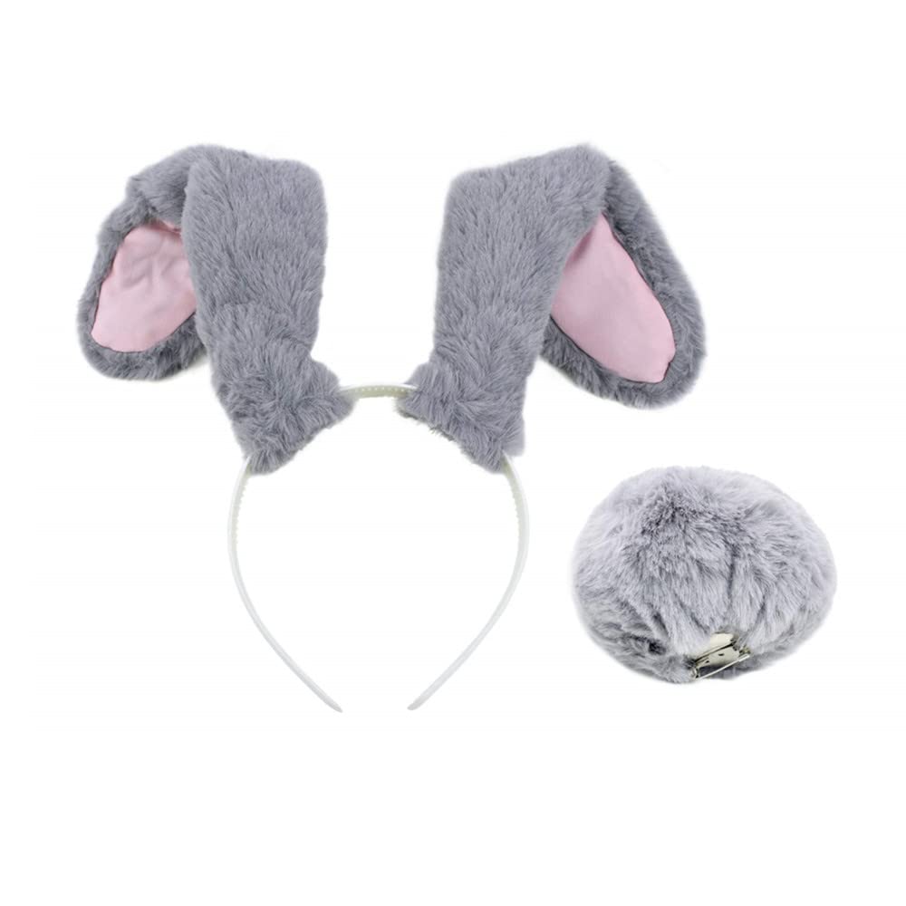 DAZCOS Women's Cosplay Bunny Ears Hair Clips Headband Tails for Party Daily and Easter