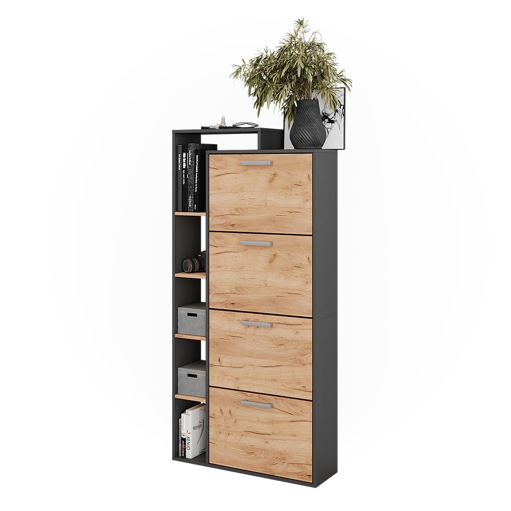 Vicco Mueble zapatero Orlando, Roble dorado/antracita, 80 x 166.1 cm