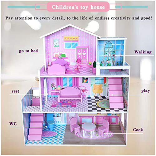 WanuigH Puppenhaus Spielzeug Spiel Haus Spielzeug Schloss Haus Modell DIY Puppen Haus Haus Holz Puppen Haus Modell 3D… – Bild 3