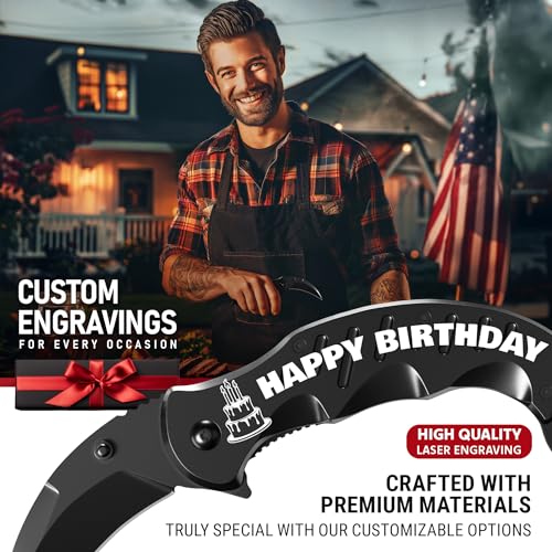Image of Custom Knife - Personalized Gifts for Men and Women - Engraved Gifts for Dad Husband Boyfriend Wife Girlfriend - Customized Pocket Knives for Birthday, Anniversary - Best Unique Present X-42 PS