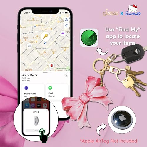 Image of Sonix Keychain Case Compatible with Apple AirTag | Protective AirTag Cover Keychain | Pink Bow