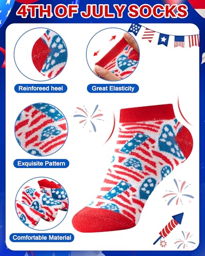 Shinymoon 72 Pairs Patriotic Socks Bulk 4th of July Gifts for Women Men American Flag Ankle Socks Funny Star Striped 4th of July Independence Day Military Veteran Gifts3