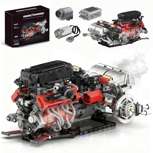 V12 Engine Model Kit That Runs - Visible MOC Physical Science Car Engine Project for Car Enthusiasts...