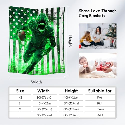 Football Blanket, Boys Blankets Gifts, Sports Theme Gifts for Kids, Fluffy Flannel Throw for Couch & Sofa, 60"x80"