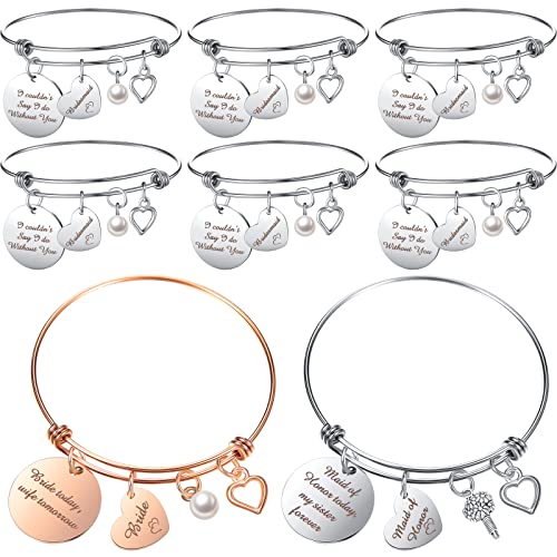 CHENGU 8 Pcs Maid of Honor Gifts Bracelets I Couldn't Say I Do Without You Bridesmaid Bracelets Gift Wedding Bride Adjustable Bangle Thank You Gift for Bridal Shower Bachelorette Party Favor(Elegant)