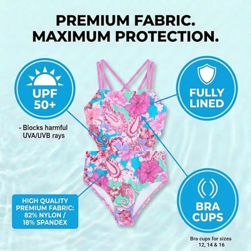 Image of Kanu Surf Girls' Beach Girl Sport Cut-Out One Piece Swimsuit