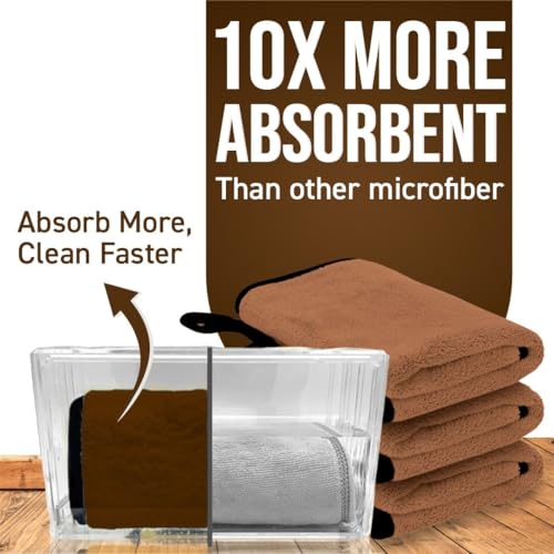 Image of Microfiber Cleaning Cloth, 40x40 cms 600 GSM | Highly Absorbent,Lint and Streak Free, Multi-Purpose Wash Cloth for Kitchen,Car,Window,Stainless Steel,Silverwear (D.Brown 40x40cms) Pack of 2