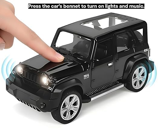 Image of Royals hub Mahindra Thar Roxx Jeep SUV Car 1:28 Scale Model Car Exclusive Alloy Metal Pull Back Die-cast Diecast Metal Pullback Toy Openable Doors & Light Music Best Gifts Kids【Colors as Per Stock 】