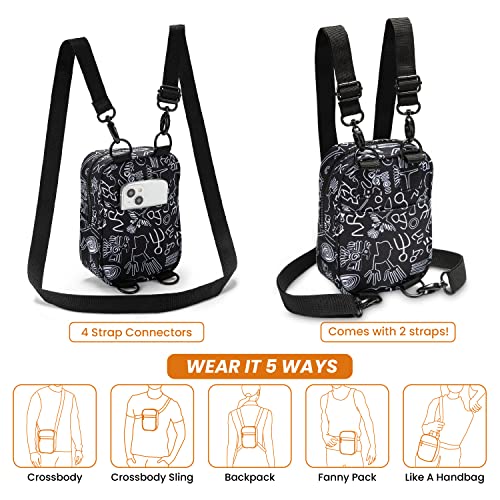 Image of Crossbody Sling Bag for Women Men 5in1 Multi-Use from Recycled Polyester Belt Bag Cross Body Backpack Fanny Pack Purse