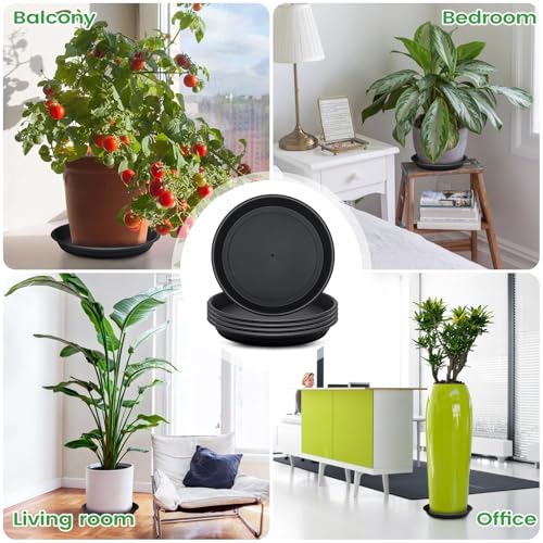Chuner 5X Blumentopf Untersetzer Ø 28cm, Pflanzen Untersetzer Farbe Anthrazit Kunststoff Blumenuntersetzer Blumentopfuntersetzer passend zu Ø 23.5cm Blumentöpfen