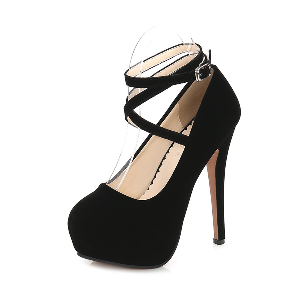 Hudongbo Fashion Shoes Party Pumps Ankle Strap Court Shoes Buckle Stiletto High Heels