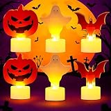 Tuanse 6 Pcs Halloween Flameless Candles LED Tealight Candles