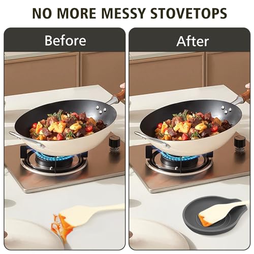 Silicone Spoon Rest for Stove Top - BPA-Free, Heat-Resistant Spoon Holder - Spoon Rest for Kitchen Counter - Large Cooking Utensil Rest for Spoons, Spatulas, Ladles or Tongs - Black - Image 6