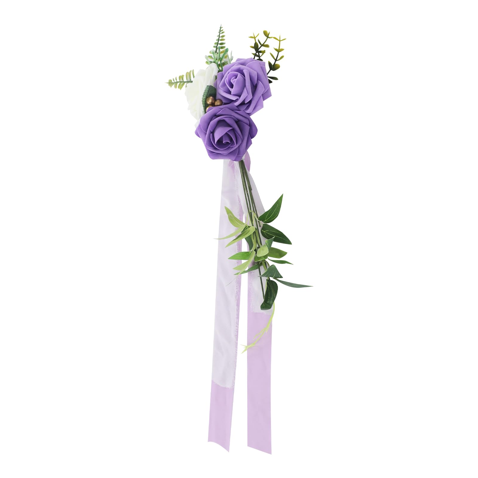 10 Stück Hochzeit Stuhl Deko Blumen Gang Dekorationen Kirche Blume für Hochzeitszeremonie Künstliche Rose Rückenlehne Blumendekoration Türgriffe (Violett)