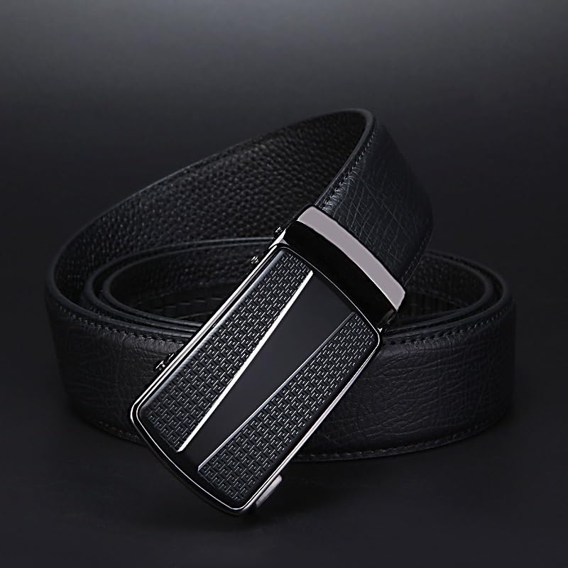 Men's Leather Belt Men's Automatic Buckle Waist Belt Business Belt Men's Belt(110cm)3
