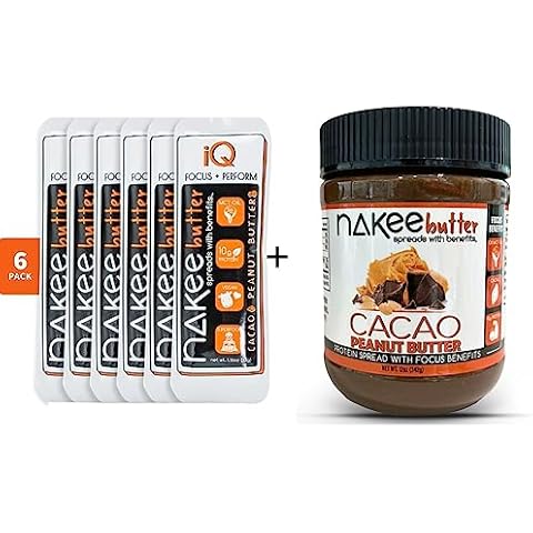Nakee Butter Focus | Keto Nut Butter Peanut Butter Packets - Organic, Natural Source of High Fat & Protein, Low Carb Snacks for Keto and Paleo with MCT Oil (Chocolate, Jar + 6-Pack) Cover
