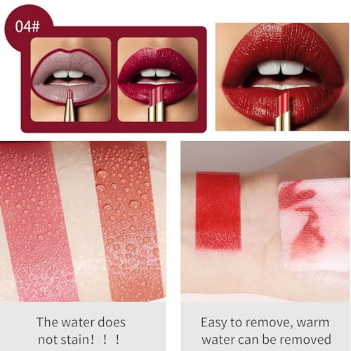 2 in 1 Lipstick & Liner, Lip Liner and Lipstick Set, Red Lip Pencil Double-end Lip Liner Pencil, Matte Make Up Lipstick Pen, Non-Stick Cup Not Fade Lip Liner Set For Girls and Women Gift - Image 5