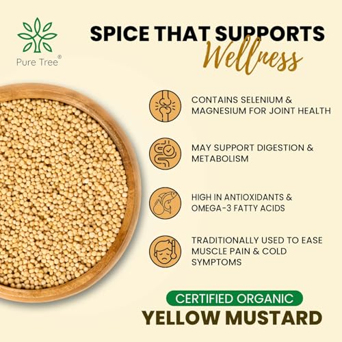 Image of Pure Tree Certified Organic Yellow Mustard Seeds | 250 g | Rai Seeds Pili Sarson dana | Aromatic Kadugu Avalu | Sarso Seeds