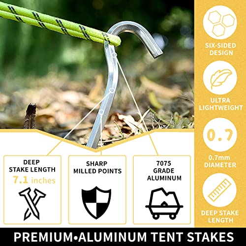 Zeltheringe, 【14/26Packung】 Heavy-Duty 18cm Zelt Heringe Metall Zelthaken Aluminium Heringe Erdnägel für Harte Böden, ideal für Garten, Camping, Angeln und Zelten – Bild 4