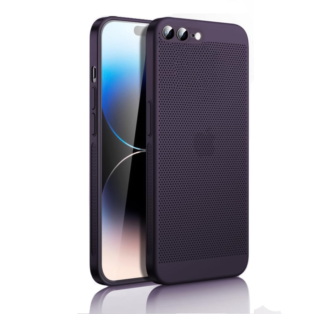Dl3 Mobilak Case For iPhone 7 Plus/iPhone 8 Plus Heat Dissipation Case with Built-in Camera Lens Protector Slim Fit Breathable Cooling Anti-Fingerprint Hard PC Back Shockproof Cover