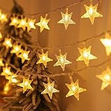 Yoitomehy Star String Lights 17 ft 50 LED Battery Operated, Fairy Lights for Bedroom, String Lights for Kids Bedroom Wedding Mantel Patio Christmas Holiday Dorm Decor, Warm White