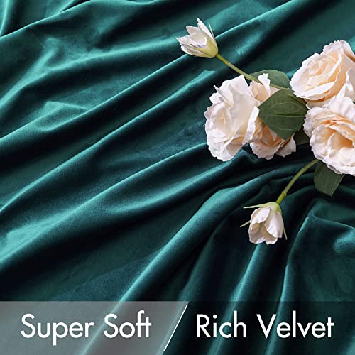 Image of MIULEE Velvet Blackout Curtains 52x84 inches 2 Panels Emerald Green | Luxury, Bedroom Living Room, Thermal Insulated, Home Christmas Decor, Super Soft Window Drapes, Rod Pocket & Back Tab