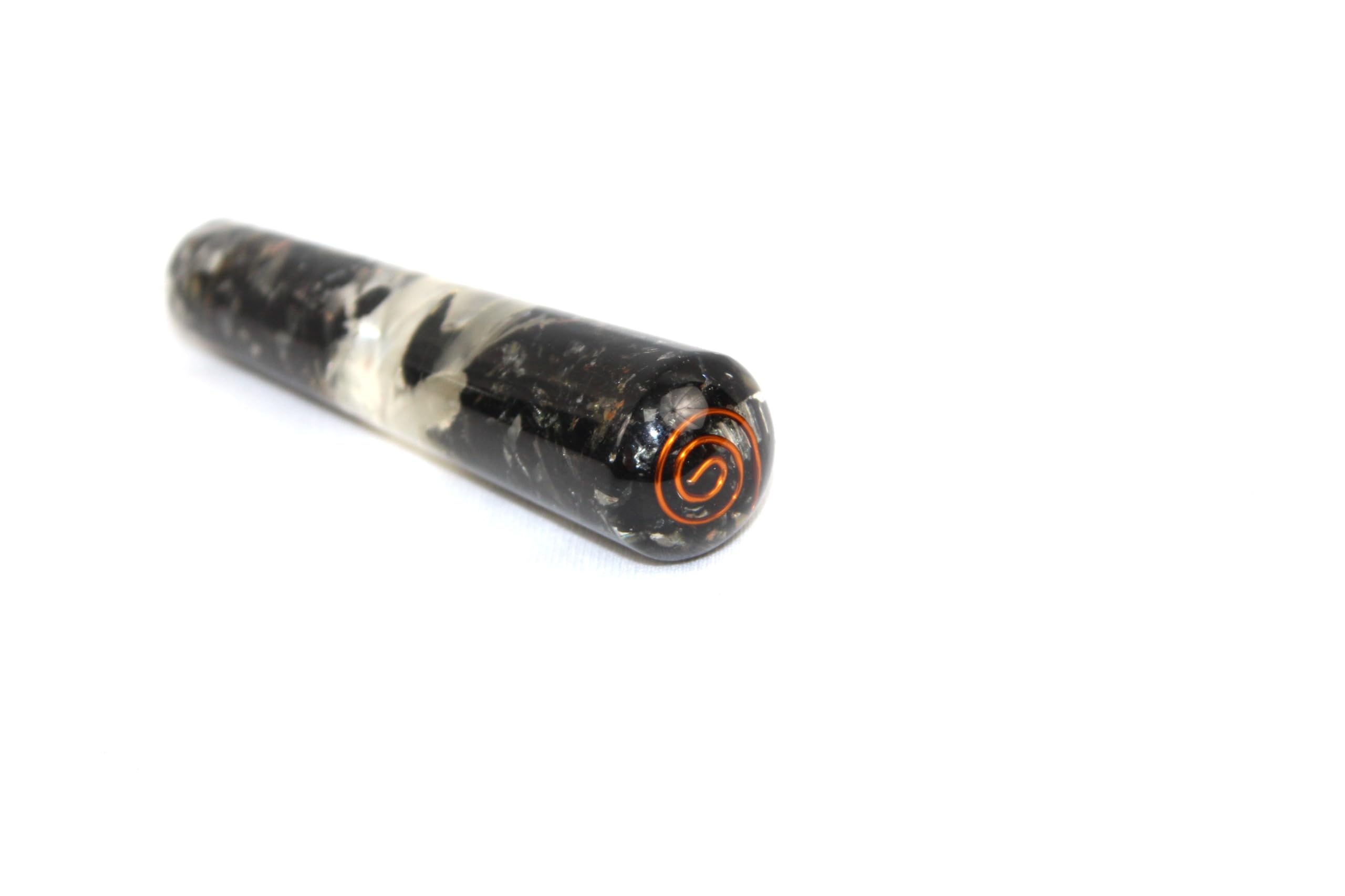 Prajet Energized Orgonite Smooth Massage Wand Stick Energetic Copper Chokurei Reiki Healing Genuine Crystal Divine (B.Tourmaline+ Selenite Smooth) - Image 4