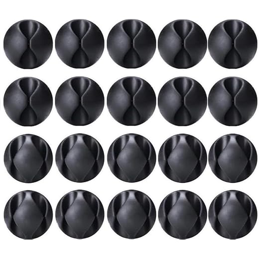 20 Pack Adhesive Car & Desk Cable Management Holder - Heat-Resistant No-Residue Plastic Wire Organizers with Wall-Mounted