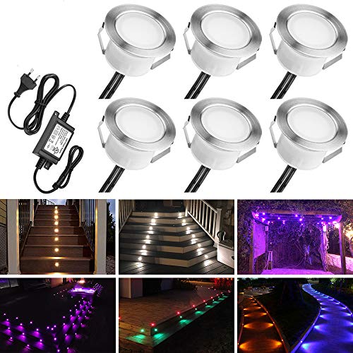 Preisvergleich Produktbild LED Einbaustrahler, 6er Stehleuchte Einbaustrahler Einstellbares Licht wasserdicht IP67 1W Ø45mm-Beleuchtung für Terrasse, Terrasse, Weg, Wand, Garten, Dekoration, Innen-und Außenbereich(RGBW)