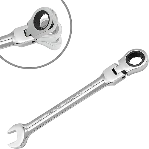 HARSKIYER Llave de trinquete de cabeza flexible de 0.866 in, llave de trinquete métrica, llave de trinquete reversible, llave combinada de trinquete