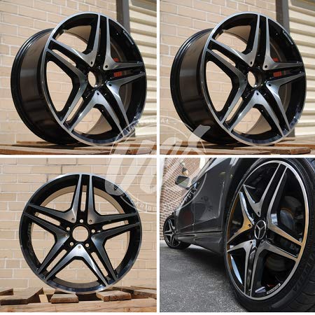 New 19 inch x 8.5 Wheels Rims CL63 AMG Double Spokes Style 5 lug Black Machined Face compatible with Mercedes Benz Wheels Rims Series CLS63 CLS500 CLS550 CLS55 Set of 4