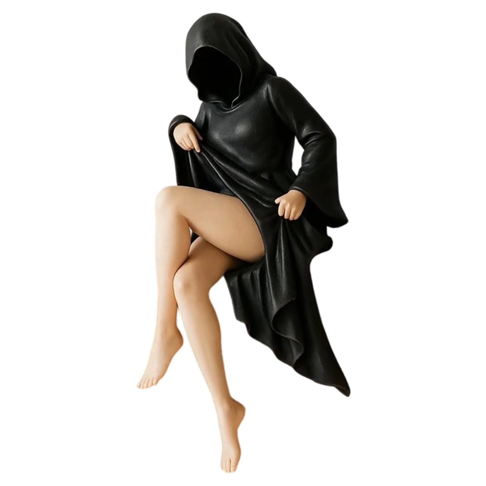 Yttkku Women's A Resin Figure Statue, Mysterious Bookshelf Sculpture For Study Room, Black Robe Home Decor Mysterious Living Room Sculpture