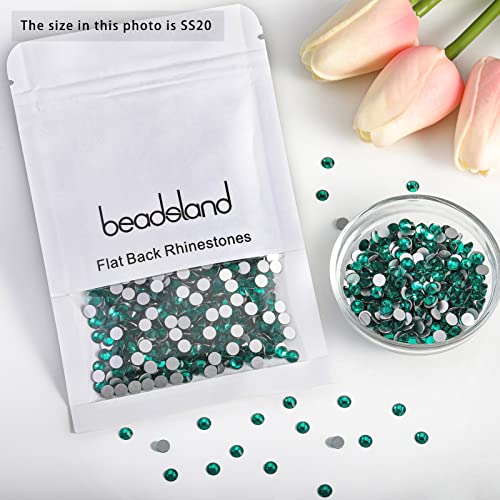 Image of Beadsland Flat Back Crystal Rhinestones, Blue Zircon, SS20, 2880pcs | Flatback Glass Gems, 4.6-4.8mm, for Nail Art Craft, Glue Fix