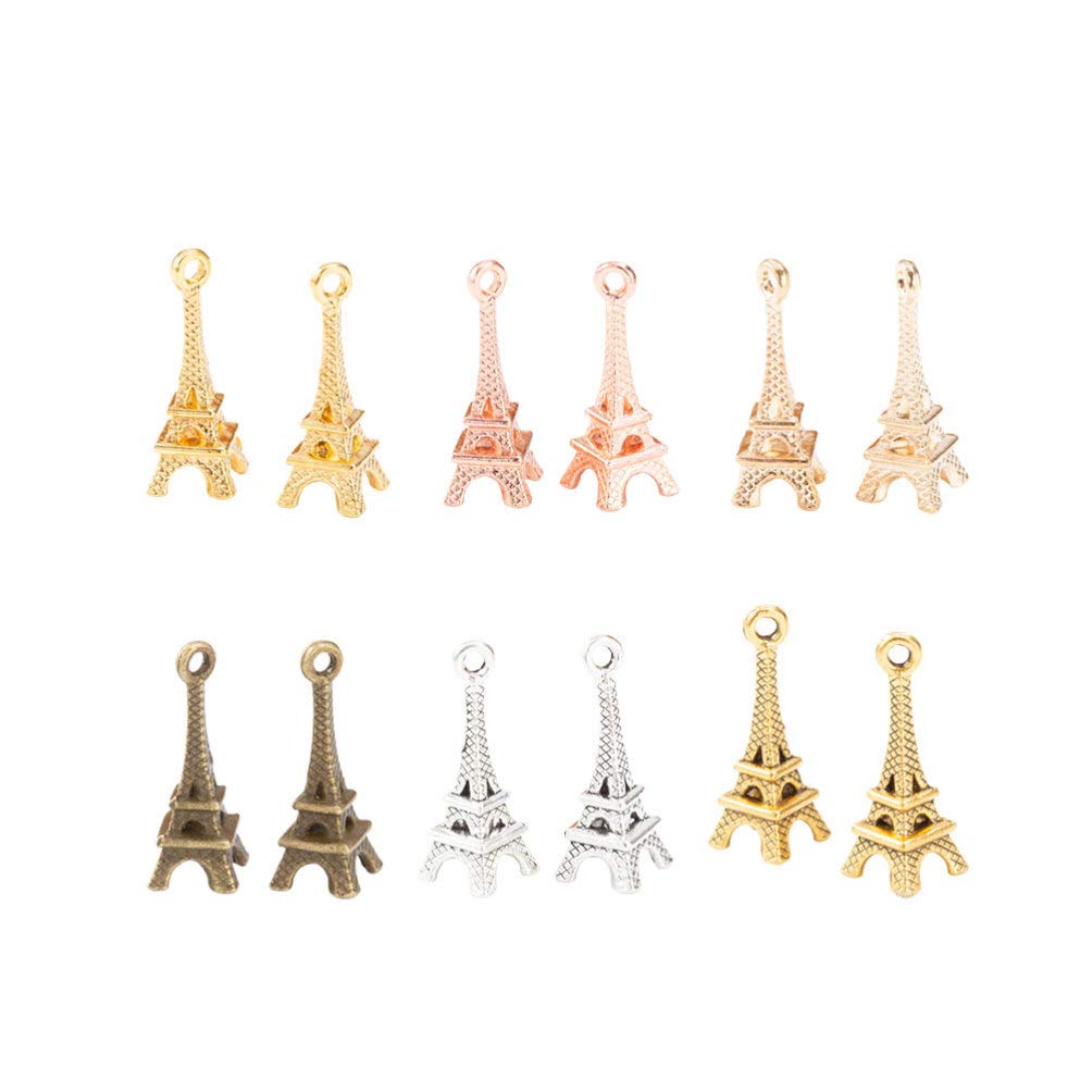 EXCEART60 Pcs Mini Pendant Simulation Eiffel Tower Charms Hanging Pendant for DIY Jewelry Keyrchain Accessories (Random Color)