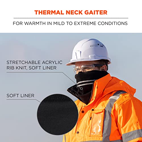 Ergodyne N-Ferno 6961 Reflective Neck Warmer, Fleece Neck Gaiter, Winter Face Covering, Black2