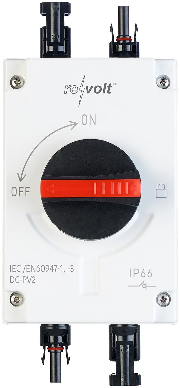 revolt interruttore solare: DC-Interruttore, per impianti fotovoltaici, 4 poli, fino a 1.200 V (di separazione DC per impianto da balcone, impianto PV, solare)