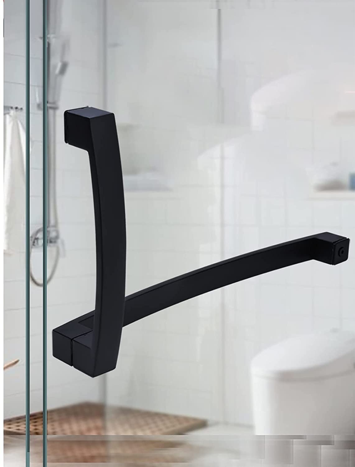 HYLYGFH Bathroom Accessories Shower Door Handle,Matte Black Paint 304 Stainless Steel Glass Door Handle,Push-Pull Door Handle - Door Knob Replacement