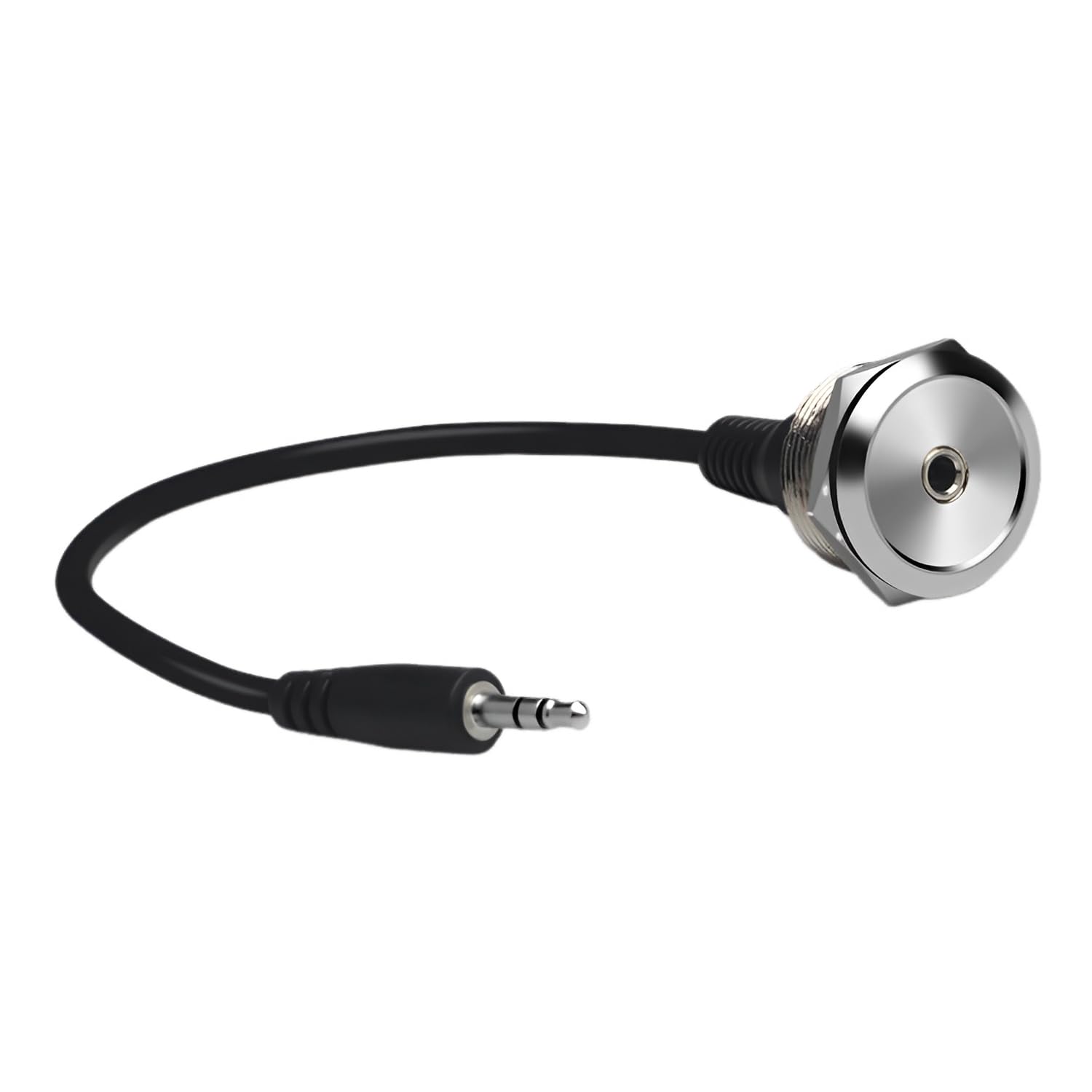 YiKaiEn 3.5mm TRS Stereo Panel Mount Adapter - Threaded Round Connector, Male to Female Short Cable, for Headphones & Microphones 20cm 0.65FT Silver