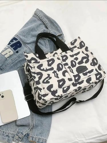 Image of Cherry Tote Bag for Women Canvas Patched Purse Cute Shoulder Bag Multi-Pocket Satchel Handbag for work travel
