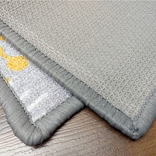 Image of Matz&More Anti Slip Runner & Floor Mat Combo Set | 50x120cm Runner + 40x60cm Door Mat Geometric Art Deco Pattern Nylon Tufted Low Pile Rug | Non-Skid Rubber Backing for Kitchen, Hallway Red Beige