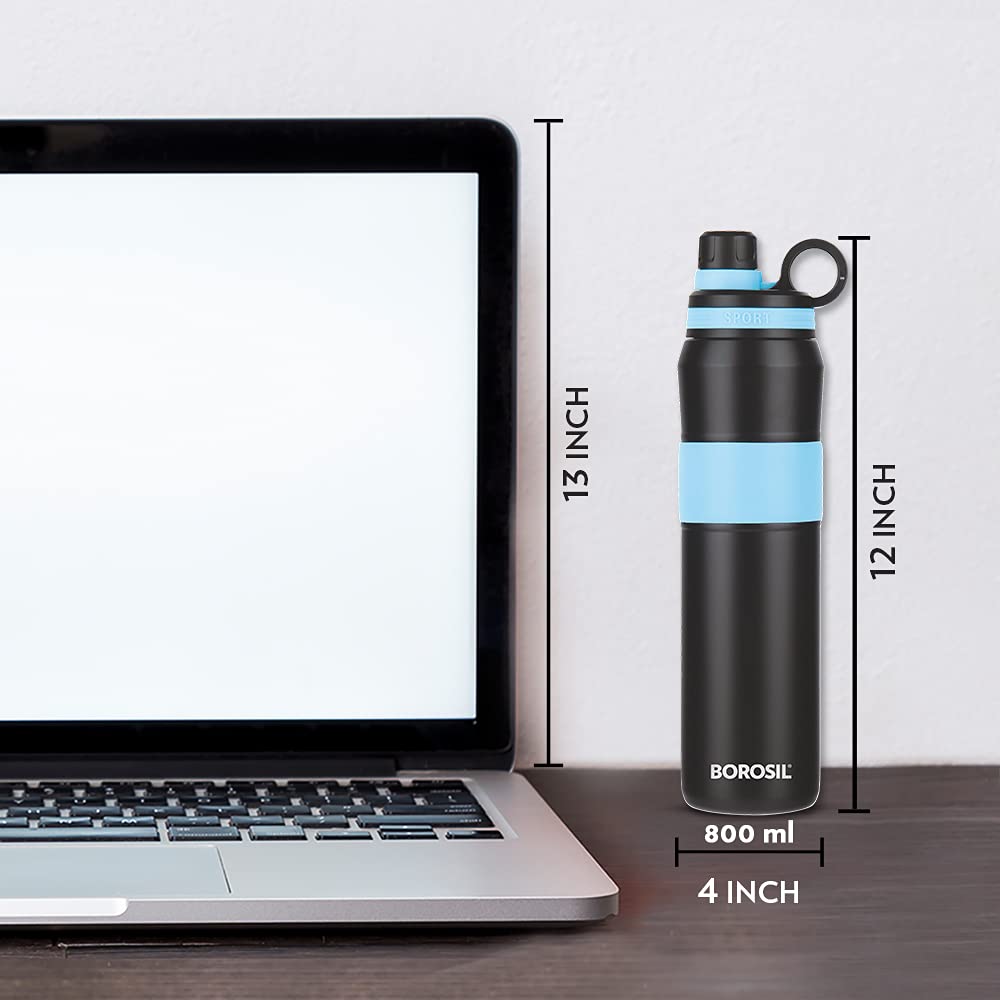 Borosil Hydra Thirst Burst Arctic 800 ml Stainless Steel Water Bottle | Double Wall Vacuum Insulated Flask | 12 Hours Hot & Cold | Ideal for Personal & Corporate Gifting | 1 Year Warranty — Amazon image 3