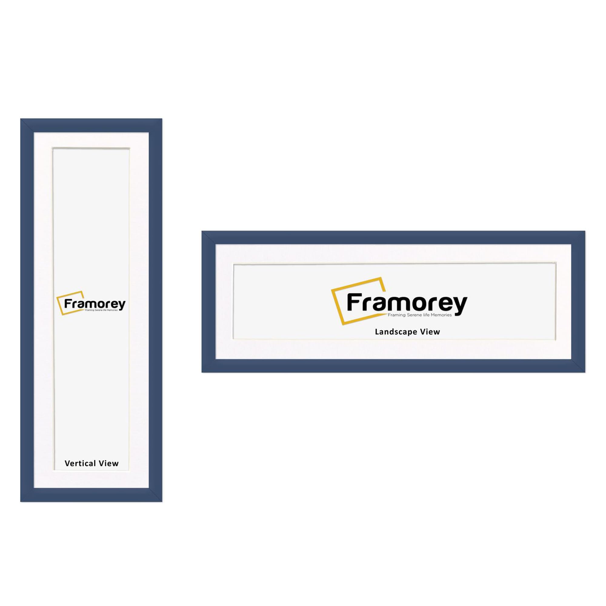 FRAMOREY Panoramic Style, Oxford Flat Wooden Effect Picture Frames, 24x12" Size Blue Photo Frame With 20x8" Size White Mount, Handmade Frame, Wall Art Hanging Frame, Best Home Decor Frames